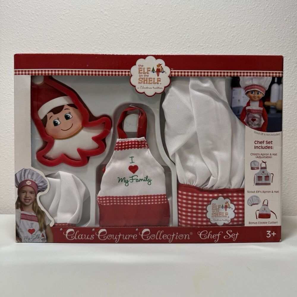 The Elf on the Shelf Claus' Couture Chef Set Child Apron & Hat + Cookie Cutter